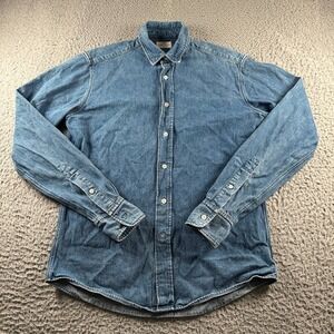 Simon Miller Shirt Mens L Denim Long Sleeve Button Up Casual Light Wash Blue